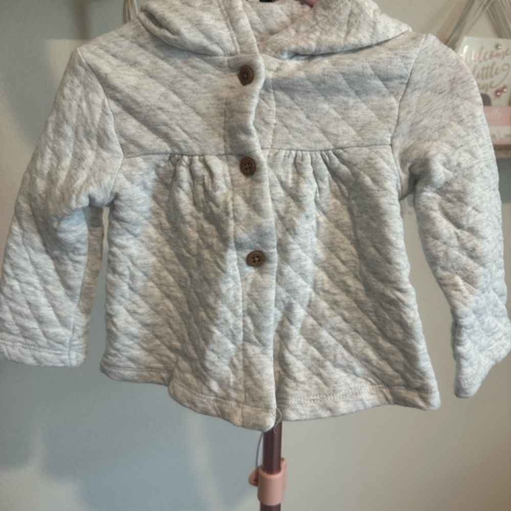 Quilted Gray Button-Up Baby Jacket
